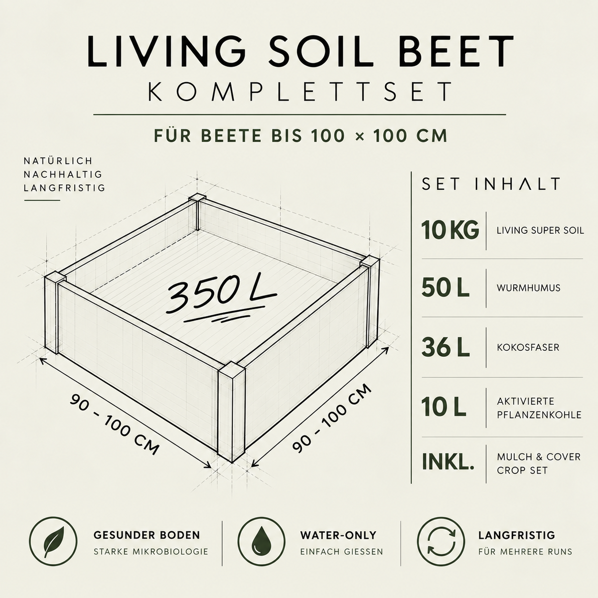 Living Soil Komplettset bis 100 x 100 cm | ca. 350 L Substrat